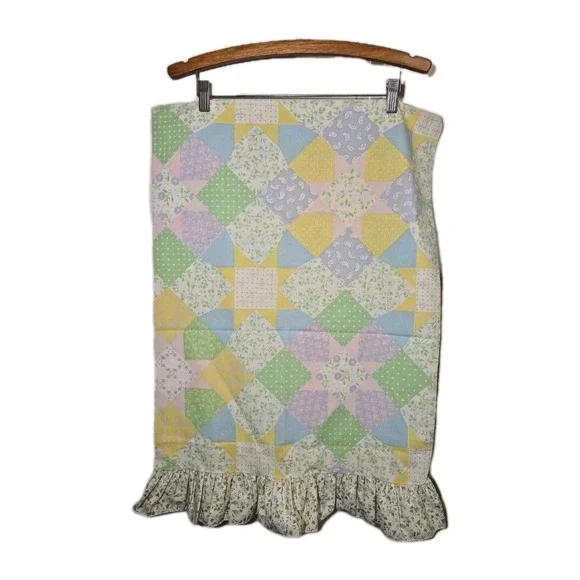 Vtg 80s Atelier Martex Gloria Vanderbilt Patchwork Floral Pillowcase Ruffled STD