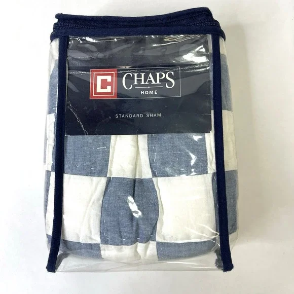 NEW Chaps Ralph Lauren Nantucket Garden Standard Pillow Sham Plaid‎ Discontinued