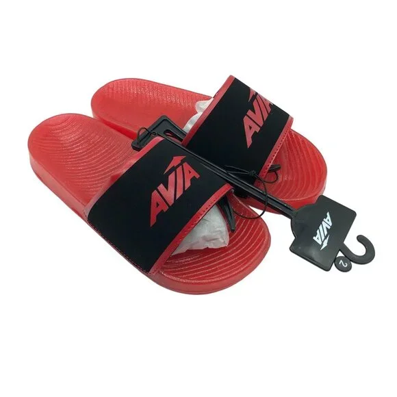 Avia Boys Avi-Light Up Sandals Slides Logo Black Red 3