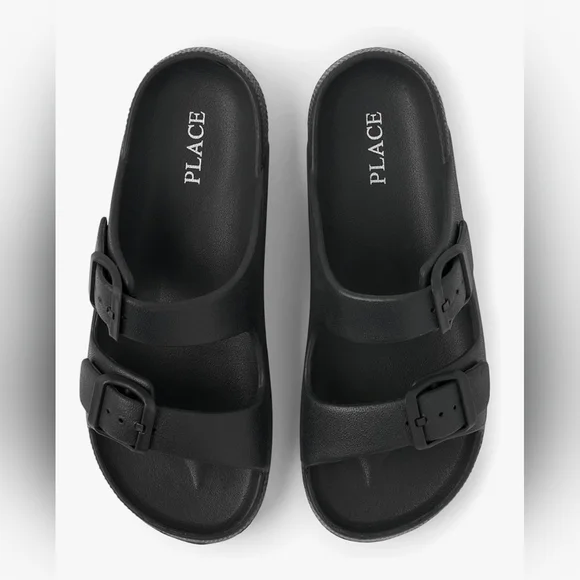 The Childrens Place NWOT Boys Everyday Slip-On Double Buckle Slide Sandals Sz 2