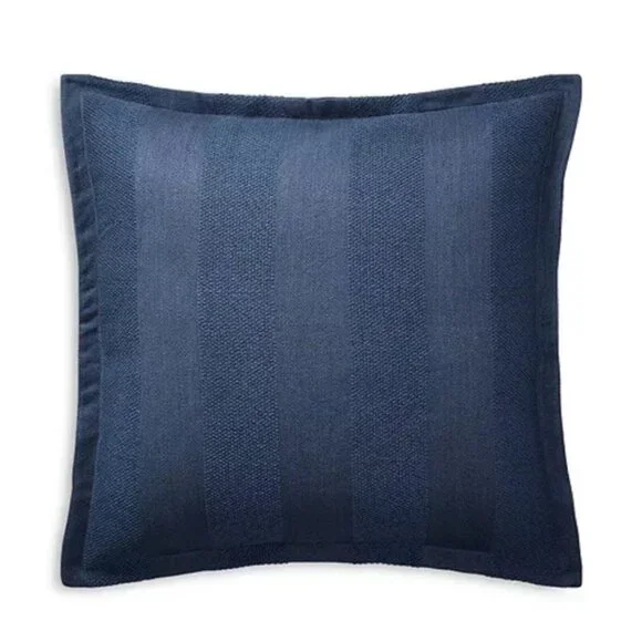 Ralph Lauren Eva Woven-Stripe Euro Sham in Dark Blue, NWT