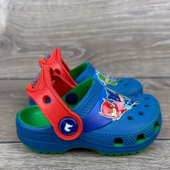 Crocs Classic Iconic Comfort PJ Masks Toddler Boy Sz 5 Blue Slip On Clog Sandals