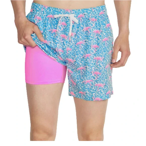 Chubbies Classic Lined Swim Trunks Y2K Men M Domingo Flamingo A005418