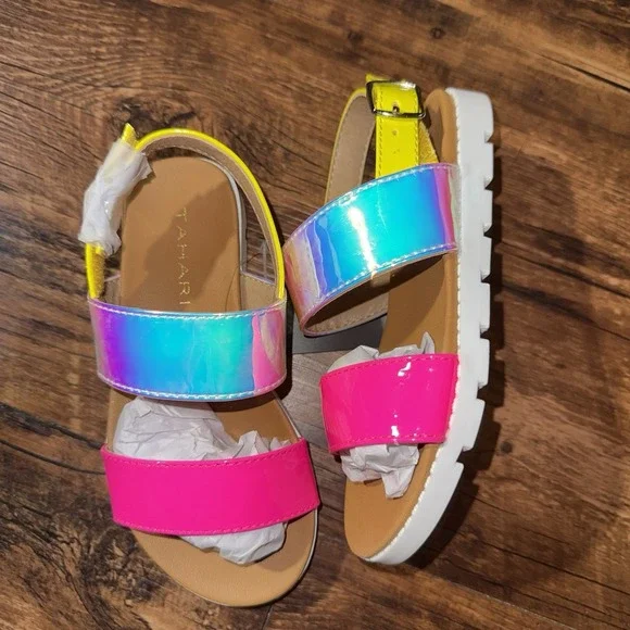 Tahari Neon Slingback Girls Sandals Size 9 NEW Summer