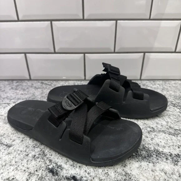 Chaco Chillos Slides‎ Straps Unisex Youth 6 Recovery Black Vegan Comfort Float