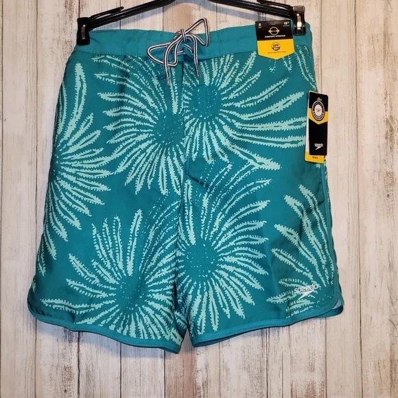 NEW MENS GREEN SPEEDO  COMFORT STRETCH SWIM TRUNKS SHORTS‎ SIZE S