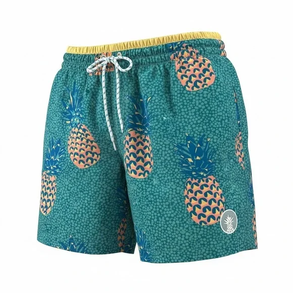 Chubbies Swim Trunks Mens Small Teal Pineapple Print 5.5 Inch Inseam