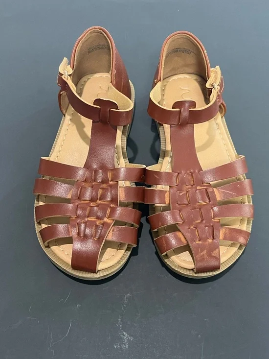 Sugar Brown Classic Fisherman Adjustable Strap Closed Toes Little Girls Sandals