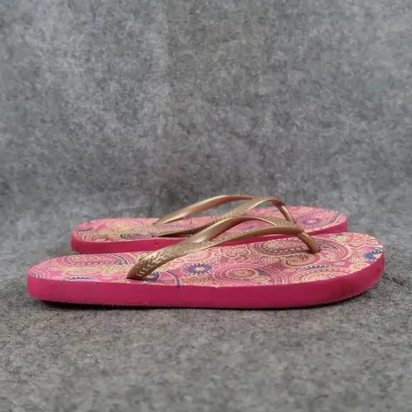 Wallflower Shoes Girls 5 Sandals Flip Flops Casual Slip On Pink Paisley Flat Kid