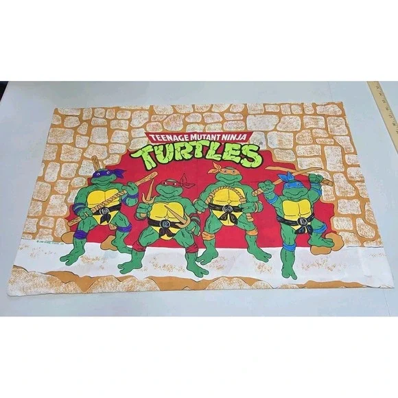 Vintage 1988 TMNT Teenage Mutant Ninja‎ Turtles Pillowcase 29x19 Bright Colors