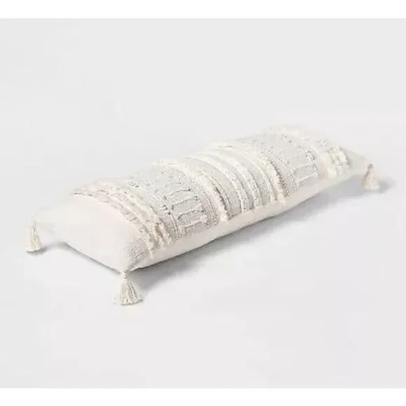 Threshold’s Oversized Oblong Woven Knotted Fringe Decorative Throw Pillow Natura