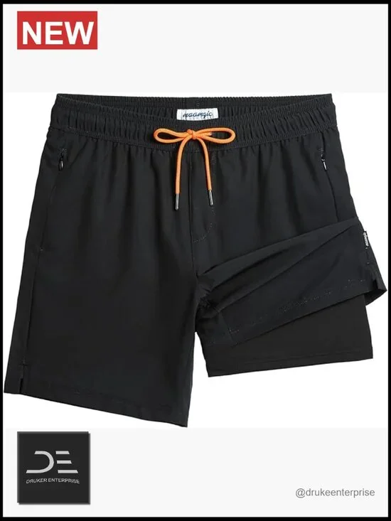 Men's 2 in 1 Swim Trunks with Compression Liner Quick-Dry UPF 30
