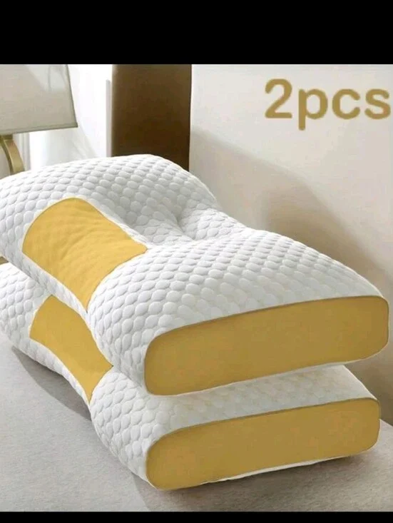 Yellow and White Memory Foam Pillow - 2 Pack