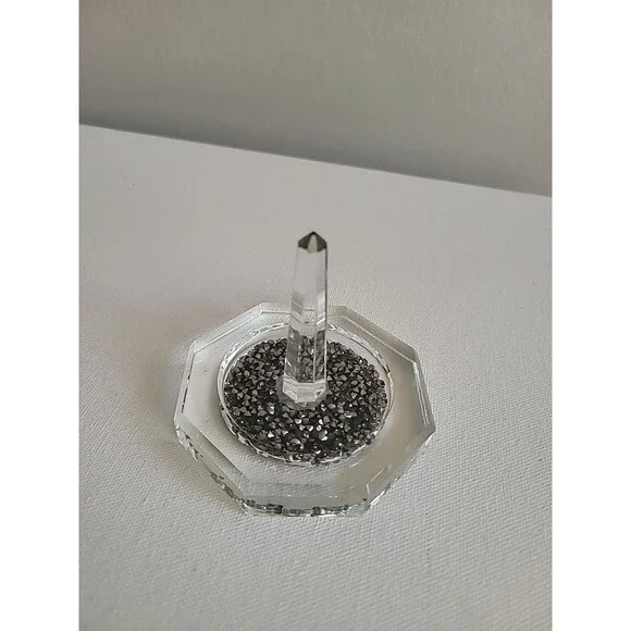 Oleg Cassini Crystal Diamond Ring Holder Signed