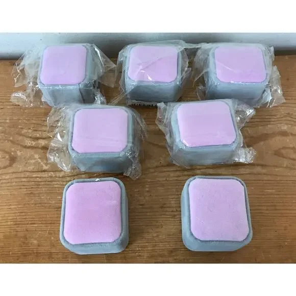 Set Lot 7 New TheDisplayGuys Pink Gray Plush Velvet Ring Jewelry Boxes Holders