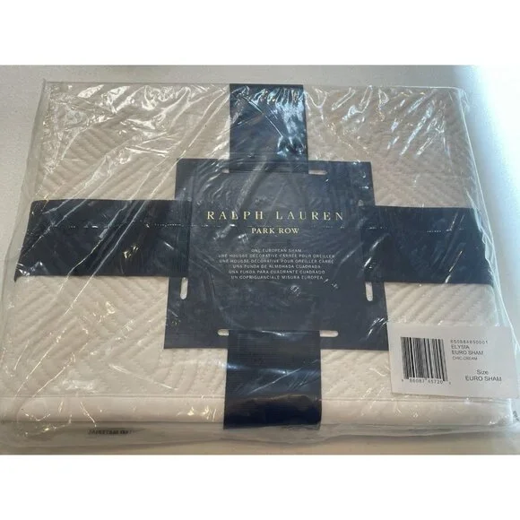 NEW‎ Ralph Lauren Elysia Park Row Euro Sham Chic Cream European Pillow Bedding