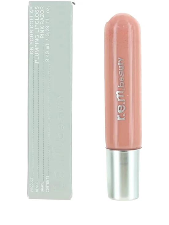 NWT r.e.m. Rem Beauty On Your Collar Plumping Lip Gloss Pink Razor Full Size