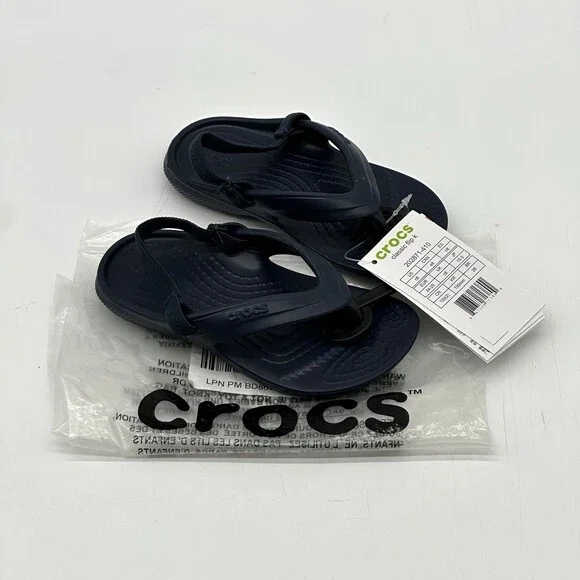 Crocs Classic Flip Flop Unisex Child Navy Blue Slingback Thong Sandals Size C8