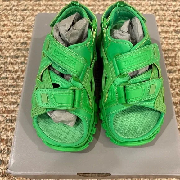 Balenciaga Kids Vibrant Green Track Sandals Sz.10