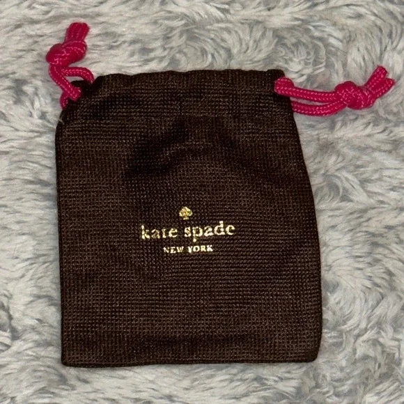 Kate Spade New York Brown Jewelry Pouch Small Pink Drawstring Dust Bag Logo