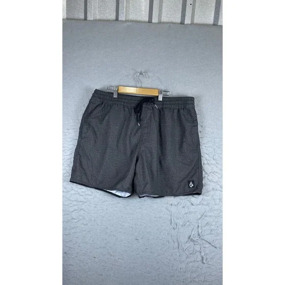 Volcom Board Shorts Mens XL Grey Excellent Heathered Swim Trunks Drawstring