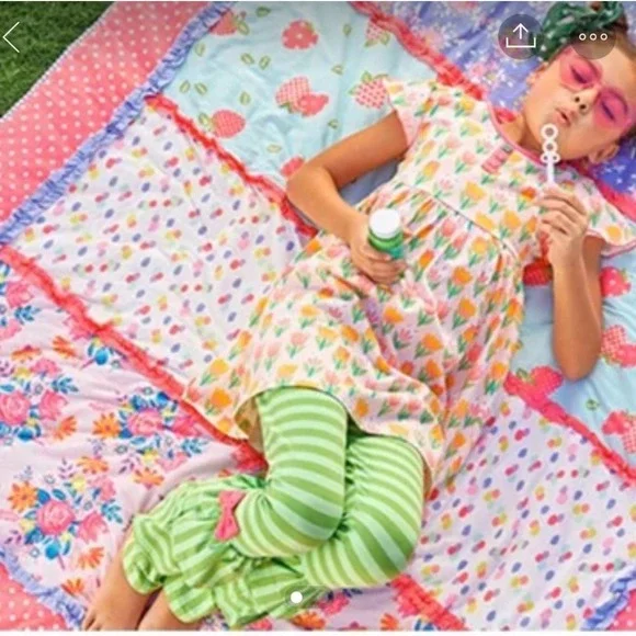 Matilda Jane 'Going Together' Quilt Blanket Throw Pink Floral Strawberry Cotton‎
