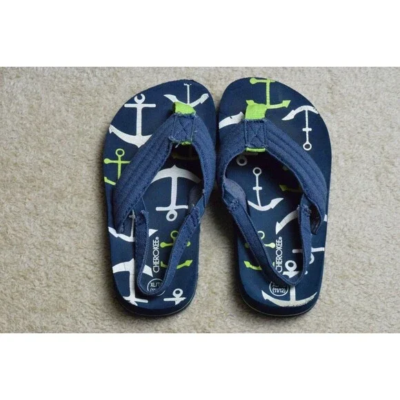 Cherokee Boy's XL 11/12 Sandals Anchors Nautical