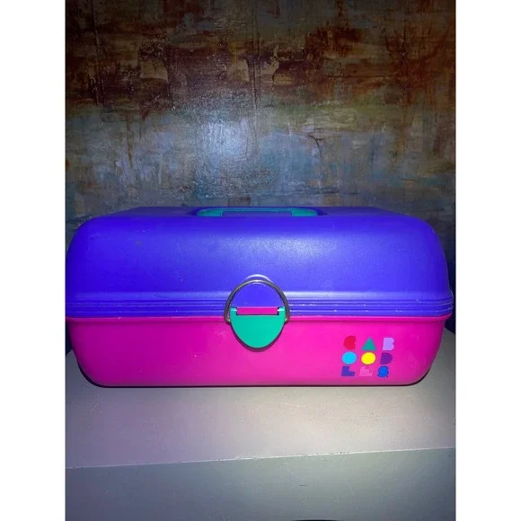 Vintage Caboodles Makeup Case‎ Purple Pink Teal Mirror 90s Retro Organizer Box