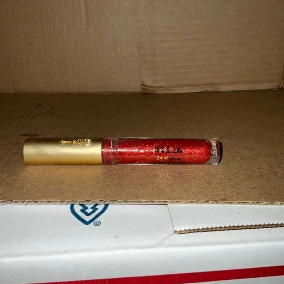 Stila 24kt Gloss Radiant Sunset‎ 03 Red Glitter Lip Gloss Gold Infused Shimmer