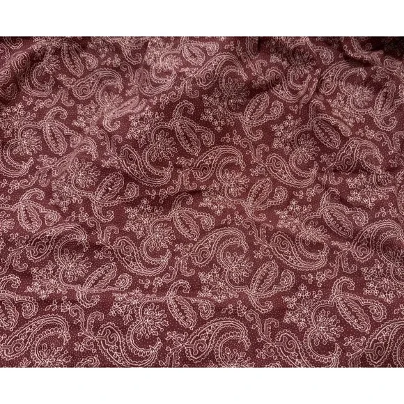 Laura‎ Ashley Queen Bedskirt Paisley Burgundy Split Corner French Country Flaws