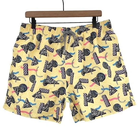 NEW Boardies Swim Trunks Novelty 80s Print Yellow 5