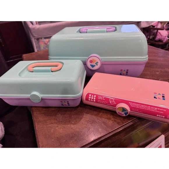 Caboodles 3 Cases Lavender Purple & Mint Green Makeup Organizer Vintage Set Of 3