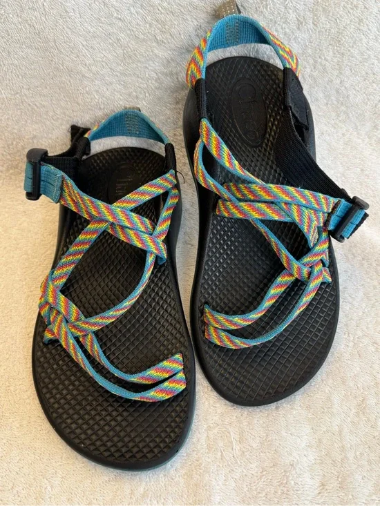 Chaco Kids ZX/1 EcoTread Rainbow Fiesta Blue Double Strap Hiking Sandals Size 2