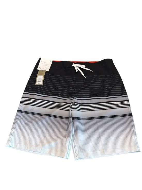Goodfellow & Co Black White Stripe Board Shorts Mens 36 NWT Swim Trunks