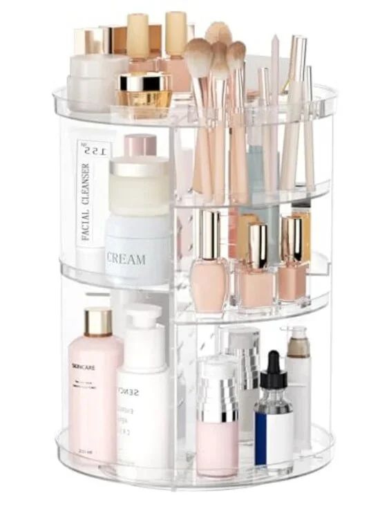 Rotating Makeup Organizer, DIY 8 Adjustable Layers Spinning‎ Skincare Organizer,