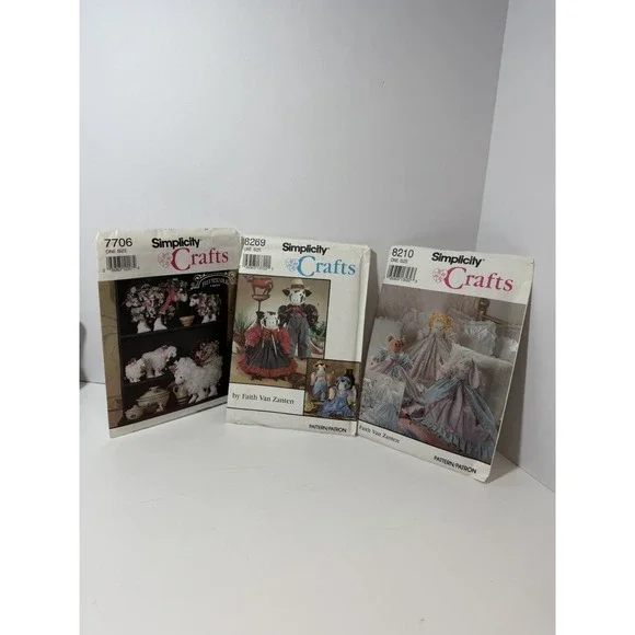 3 Lot Vtg Simplicity Craft Sewing Patterns 2 By Faith Van Zanten Kids Cows Sheep