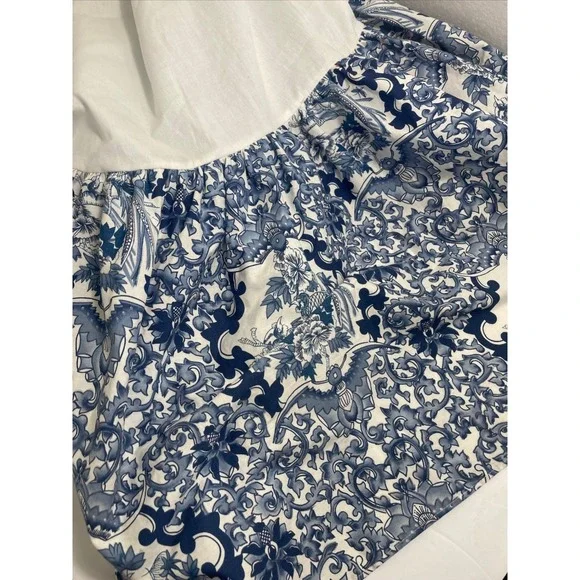 Vintage Ralph Lauren Twin Bed Skirt Blue White Chinoiserie Tamarind Floral Bird