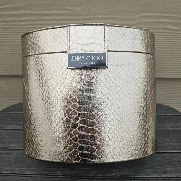 Jimmy Choo Metallic Bronze Snakeskin Cosmetics Vanity Case Lined and Felt Bottom