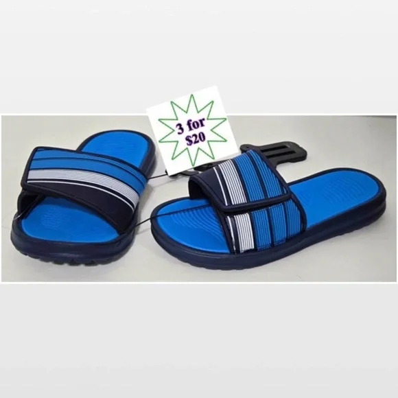 New Shoes Kids Boys Size 1 2 Breeze Blue White Slide On Sandals NWT