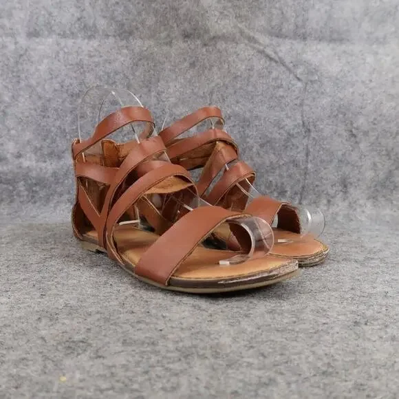 Wonder Nation Shoes Kids 13 Sandals Casual Strappy Flats Zip Girls Toddler Brown