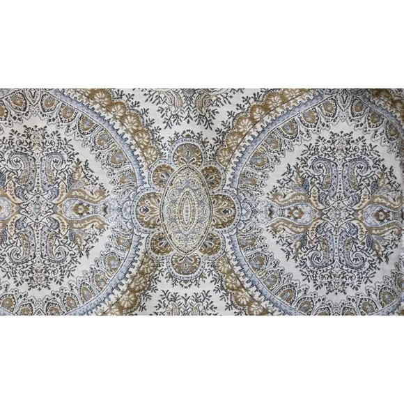 J. QUEEN COLETTE FRENCH MEDALLION BLUE CAMEL KING PILLOW SHAM 24X38