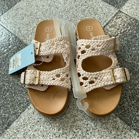 Cat & Jack Girl's Brooklyn Crochet Footbed Sandals- Blush Size 1