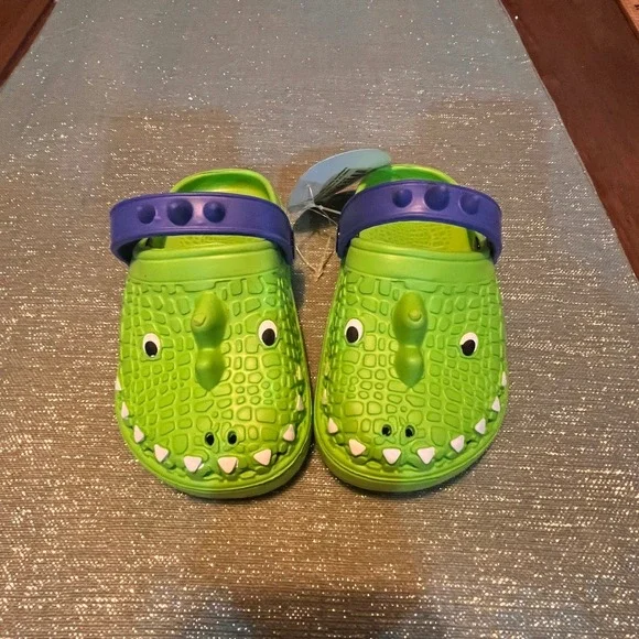 Kids Sunwear Green Dinosaur Clog Sandals Toddler Size 1 Slip On‎ Back Strap New
