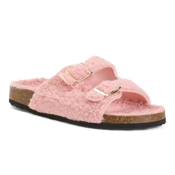 Olivia Miller Girl’s Cloud Lounge Sandals Faux Fur Pink/Blush Size 3