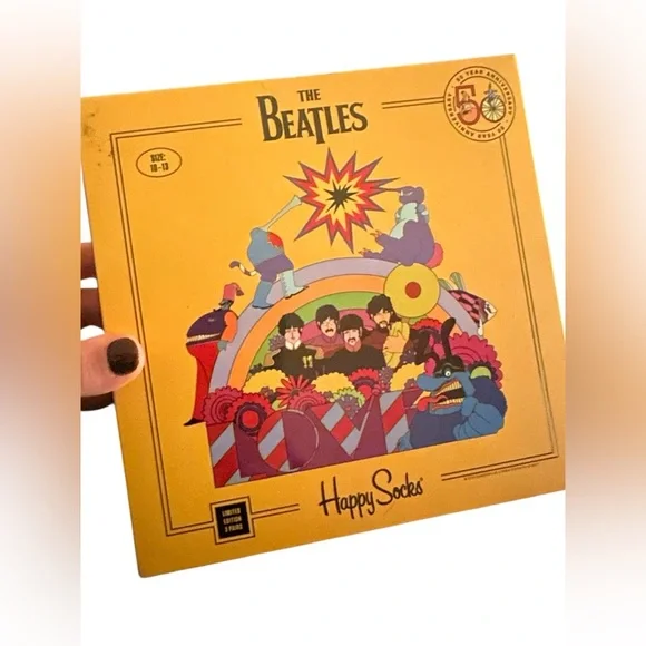 NWT Happy Socks The Beatles Limited Edition 50th anniversary cotton 3 pack socks