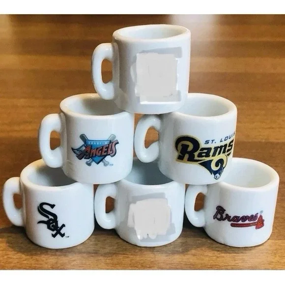 Baseball Mini Mug Lot Collectors Item MLB Braves White Sox Angels Football -Rams