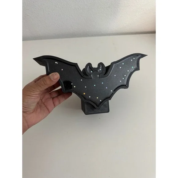 Black 3D Printed Bat Desk Organizer Holographic Star Gothic‎ Makeup Brush Holder