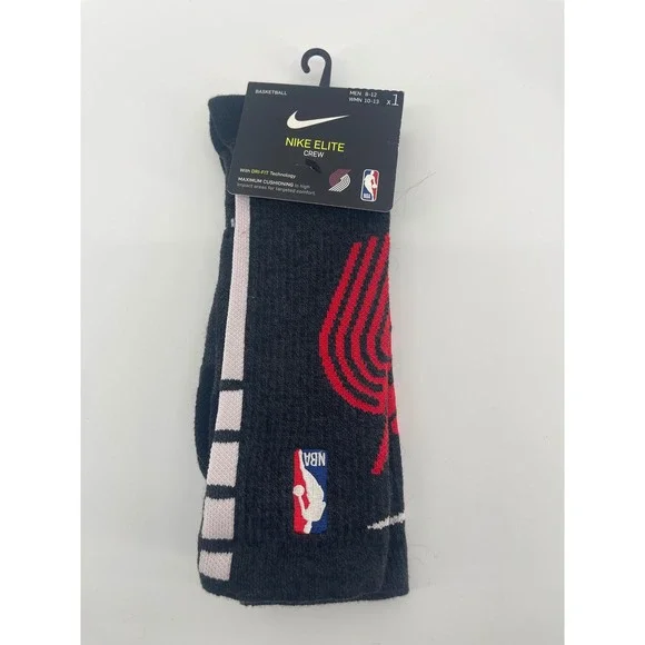 Portland Trail Blazers Nike Elite Crew Socks Mens Large Black Red SX7614-010