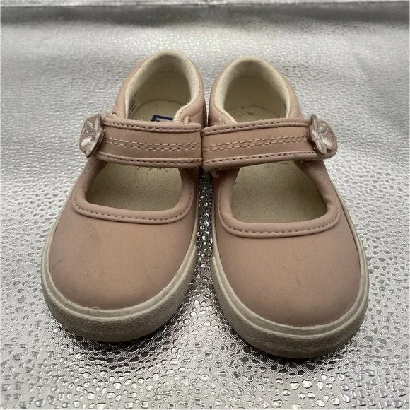 Keds Girls Pink Flower Mary‎ Jane Hook & Loop Adjustable Strap Flat Shoes Size 5