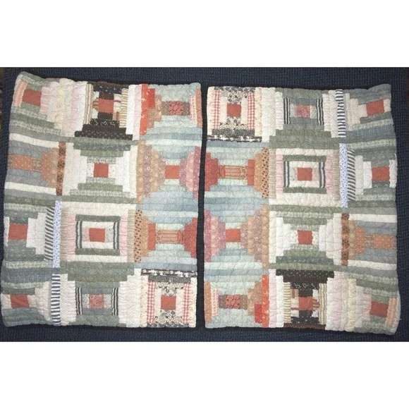 Pottery Barn Sham Set JAXSON Patchwork Quilted STANDARD Cotton Shams Farmhouse